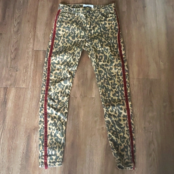Zara Premium Denim Leopard Print Pants - Picture 2 of 4